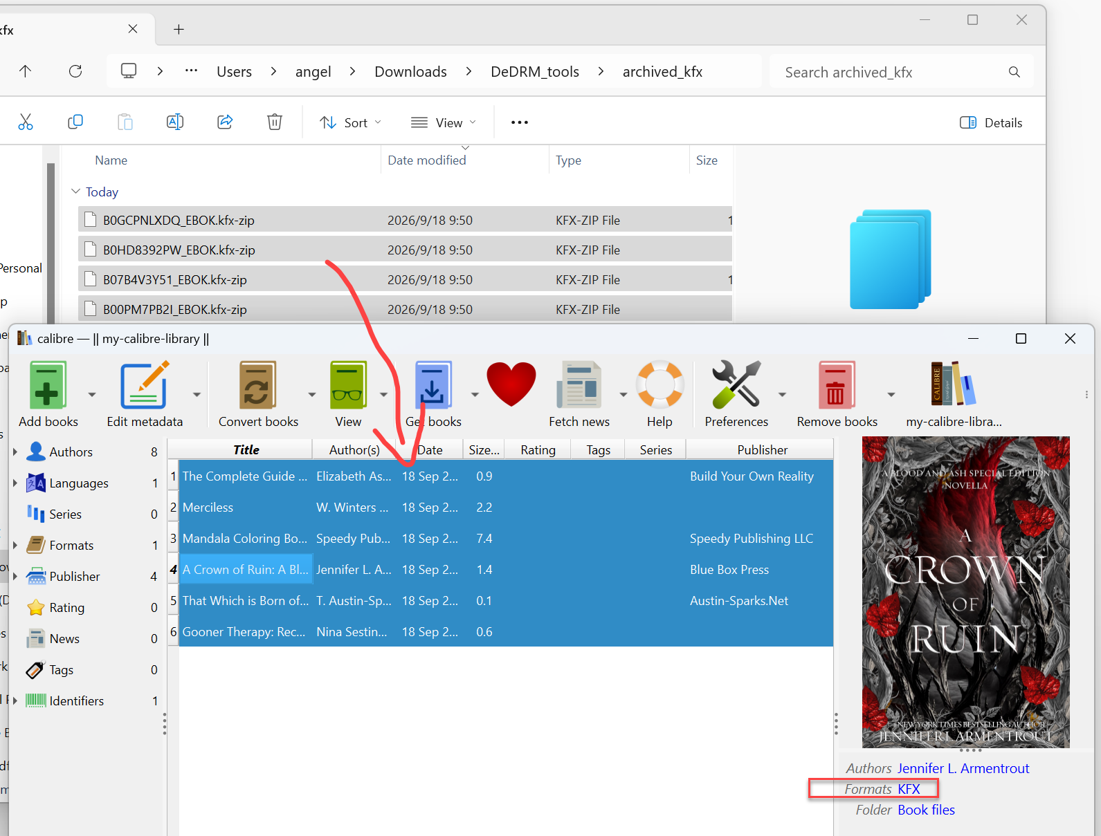 Microsoft-Kindle-Bücher mit Calibre in das KFX-Format konvertieren