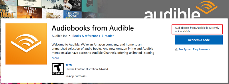 Hörbücher von Audible nicht verfügbar