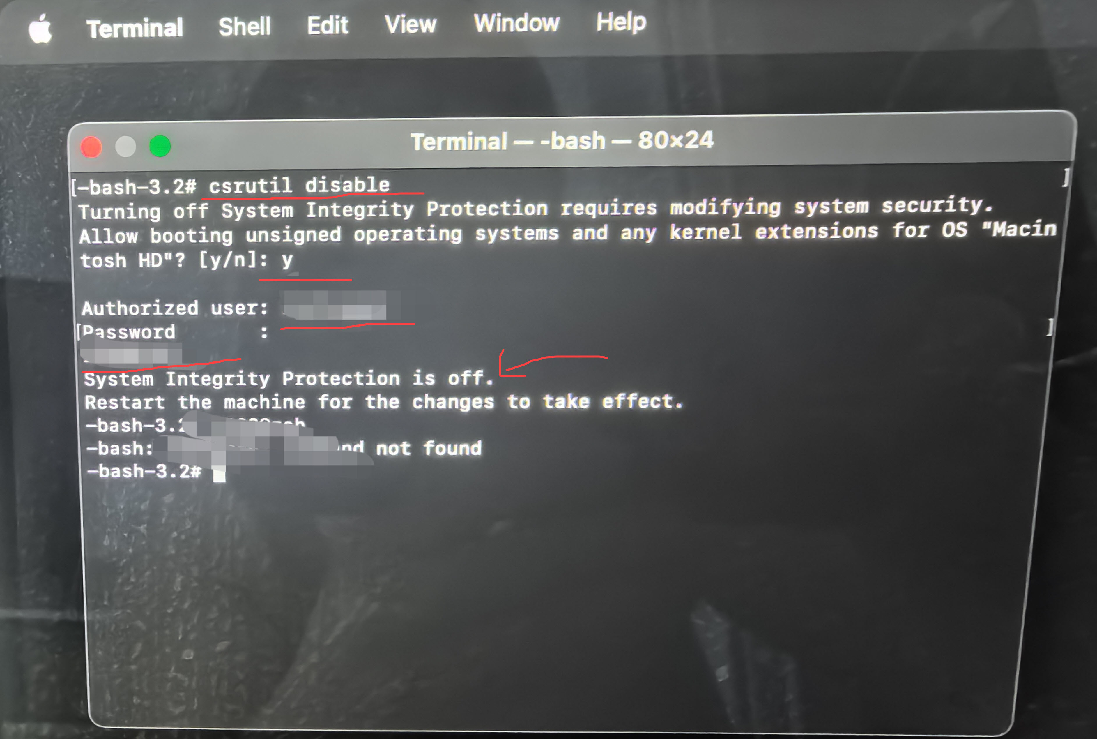 csrutil disable