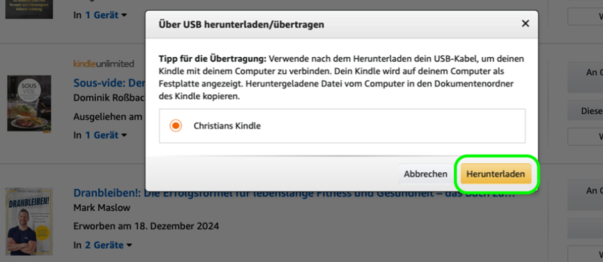 Herunterladen und Übertragen per USB