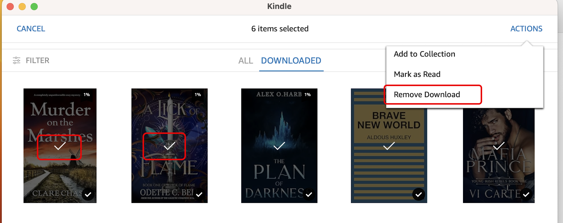 Löschen Sie heruntergeladene Bücher aus der Kindle-Mac-App