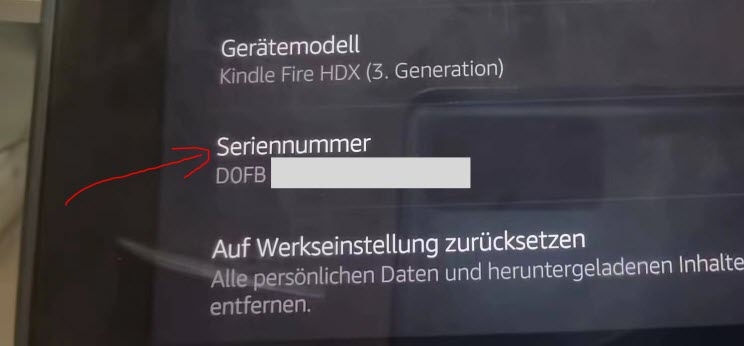 Kindle Seriennummer Fire