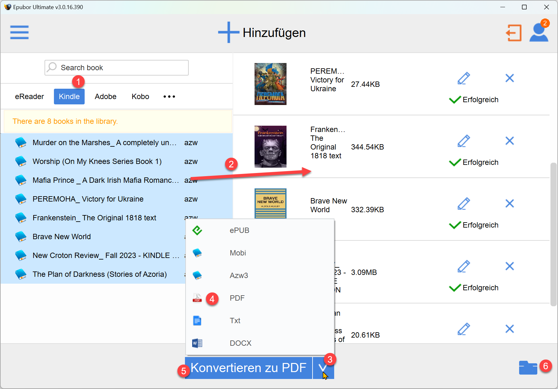 kindle azw in epub drm freien