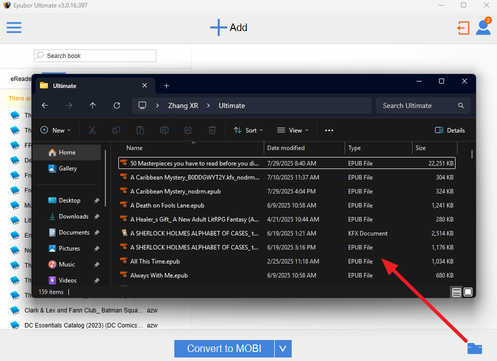 Kindle-Konvertierungsausgabe