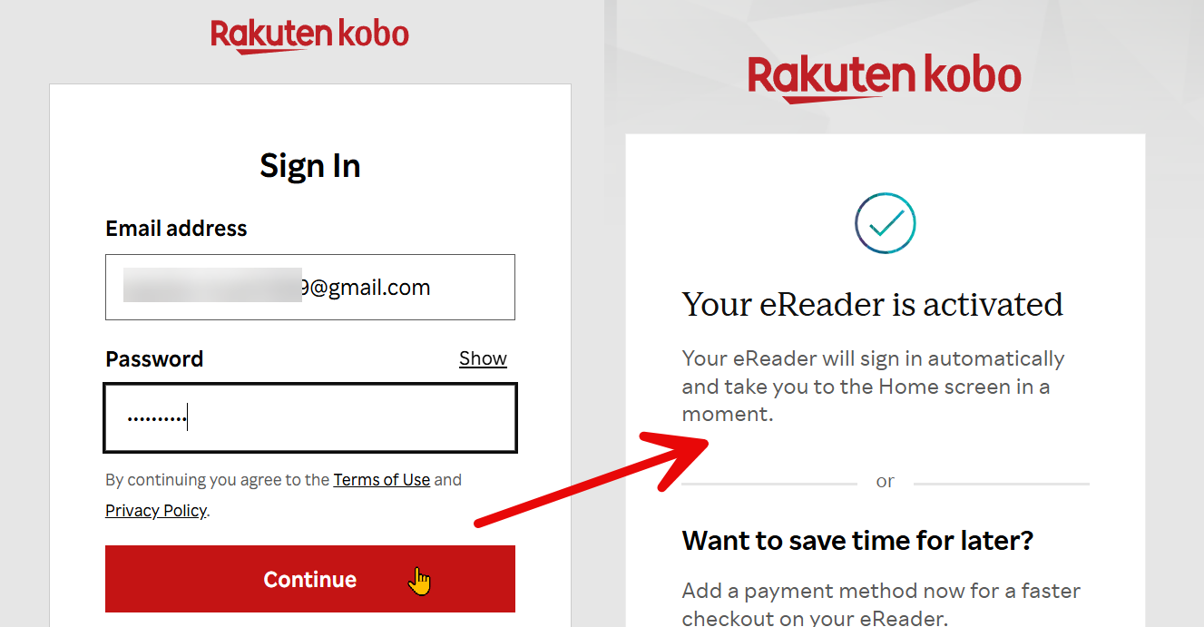 Kobo-Gerät aktivieren