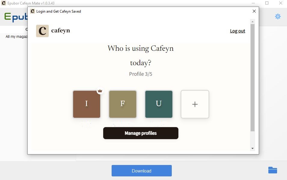 Melden Sie sich bei Cafeyn und Readly innerhalb von Epubor an