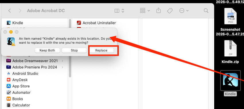 Kindle-App für Mac auf Version 7.53 zurücksetzen