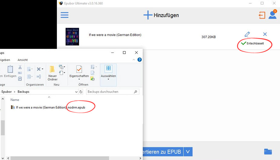 rüberziehen kindle auf epubor