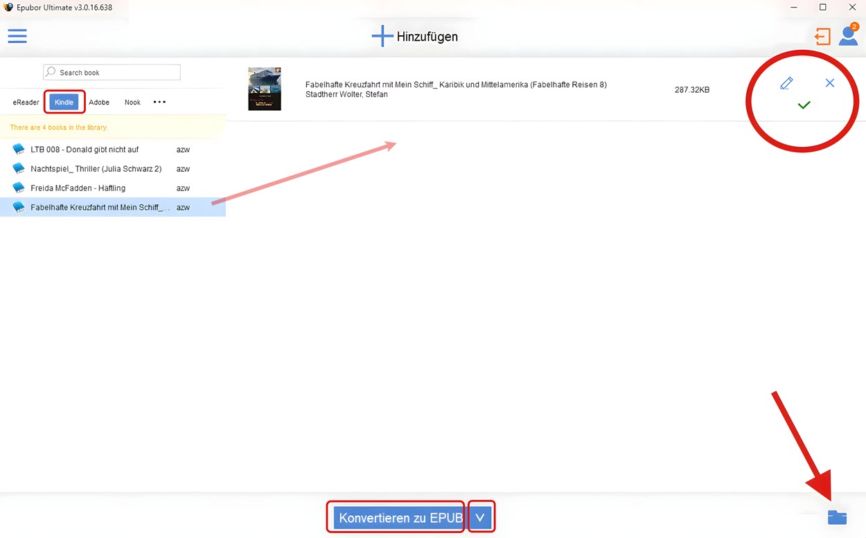 Starte Epubor Ultimate und klicke links auf den Kindle-Tab
