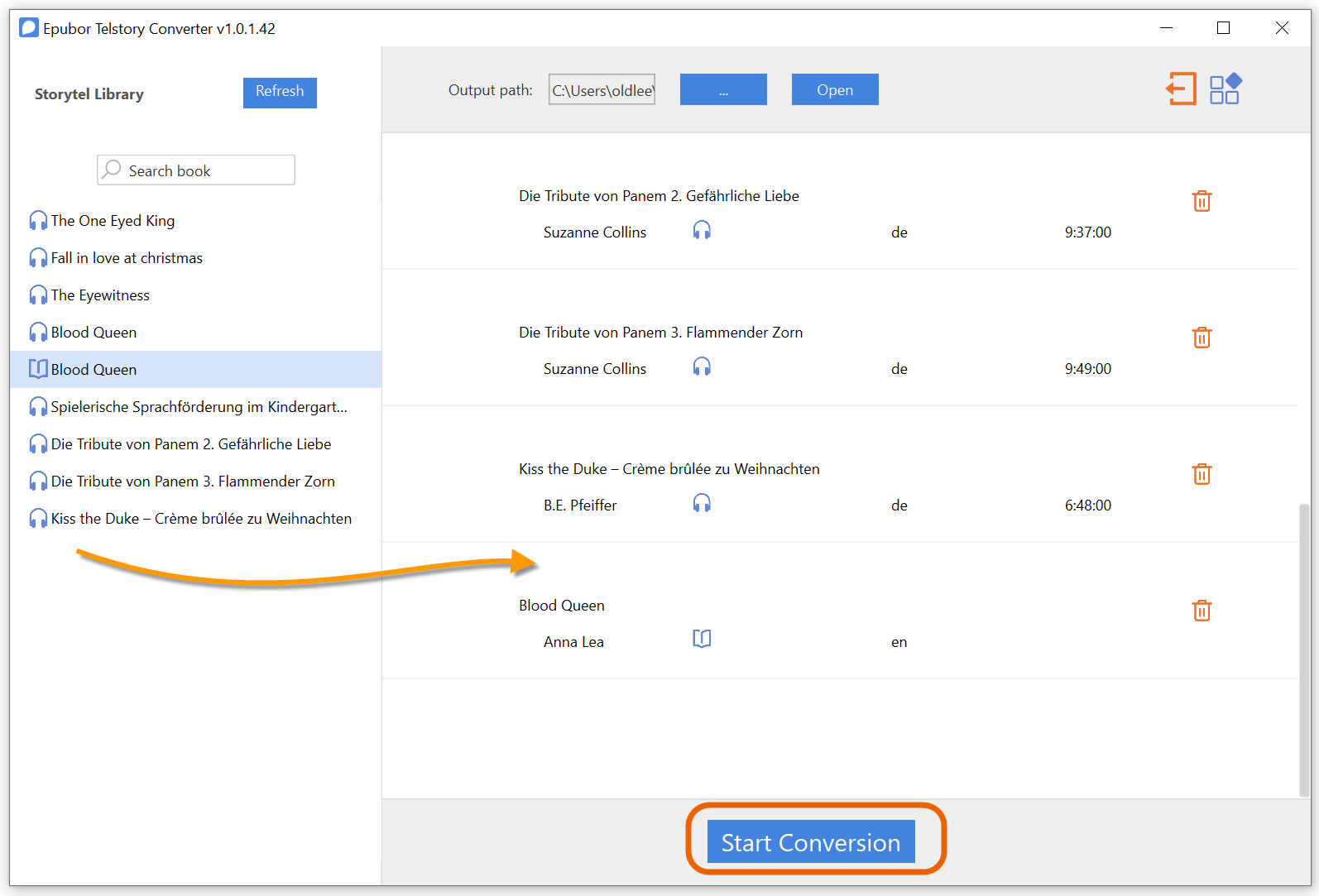 Storytel-Dateien konvertiert